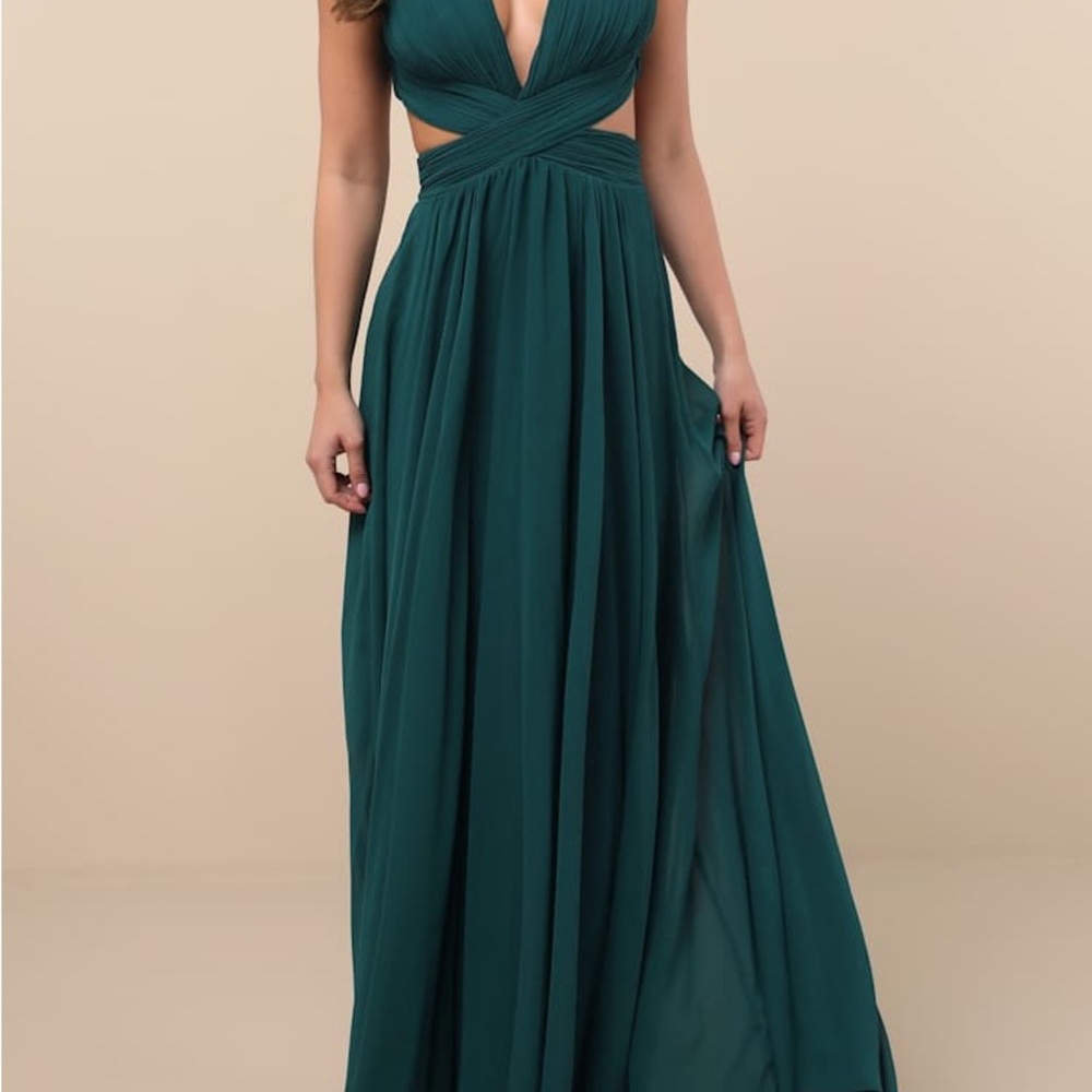 Lulu's Teal Maxi Dress with Crisscross Waist